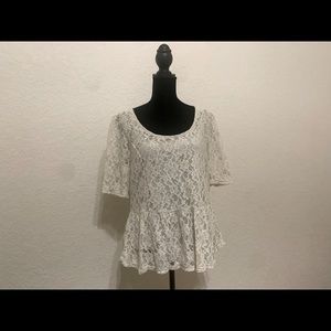 Ivory Lace Peplum Blouse